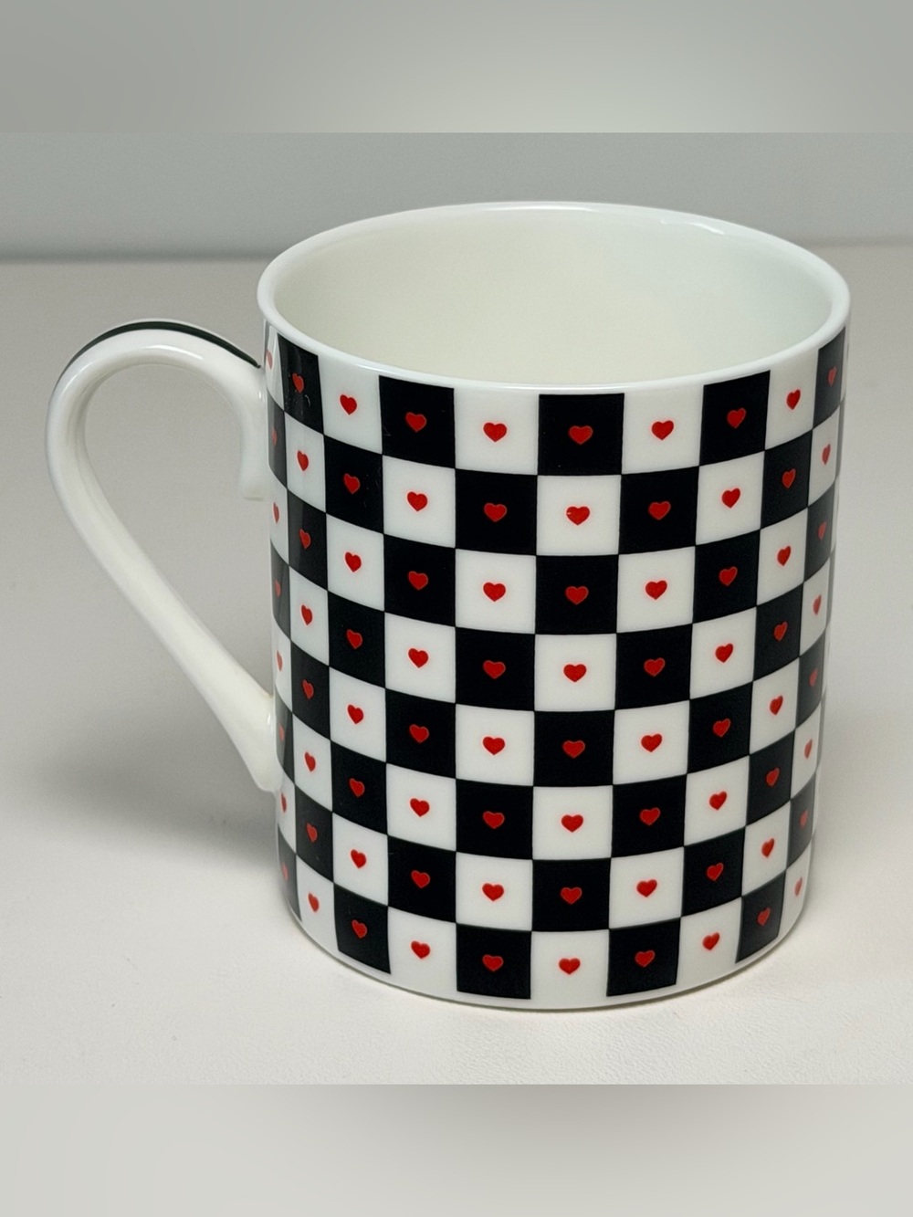 Dior Dioramour porcelain mug Black White Checkboard Mini Hearts Rare France